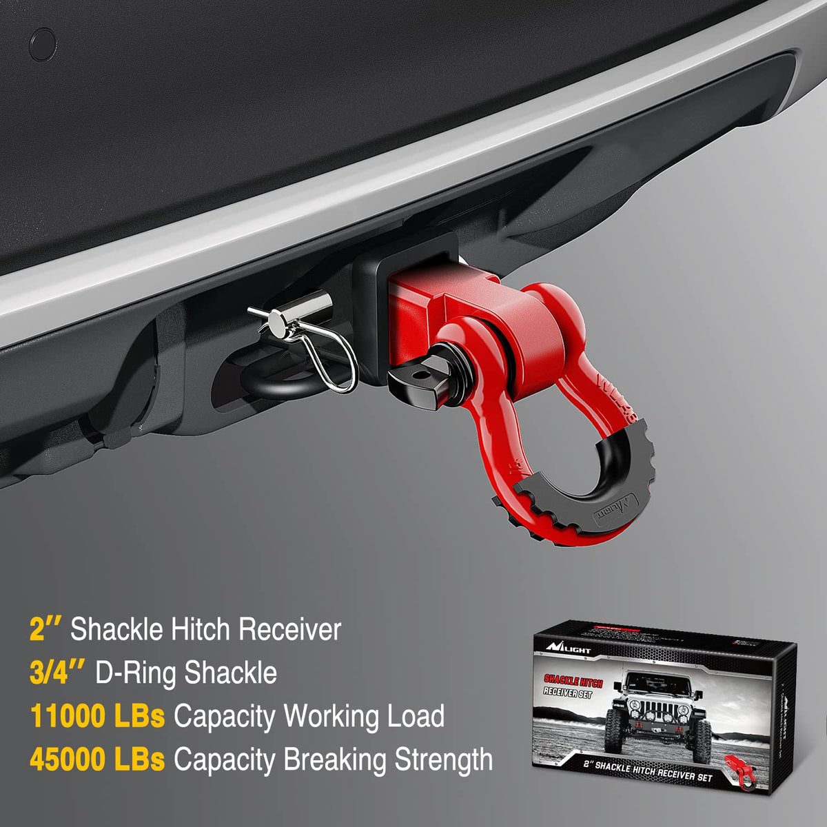 Nilight hitch receiver installed in vehicle 2" receiver delivering a strong anchor point