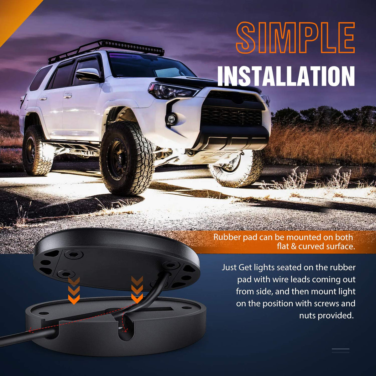 Nilight installed in a wheel well highlighting safer visibility and clean accent lighting