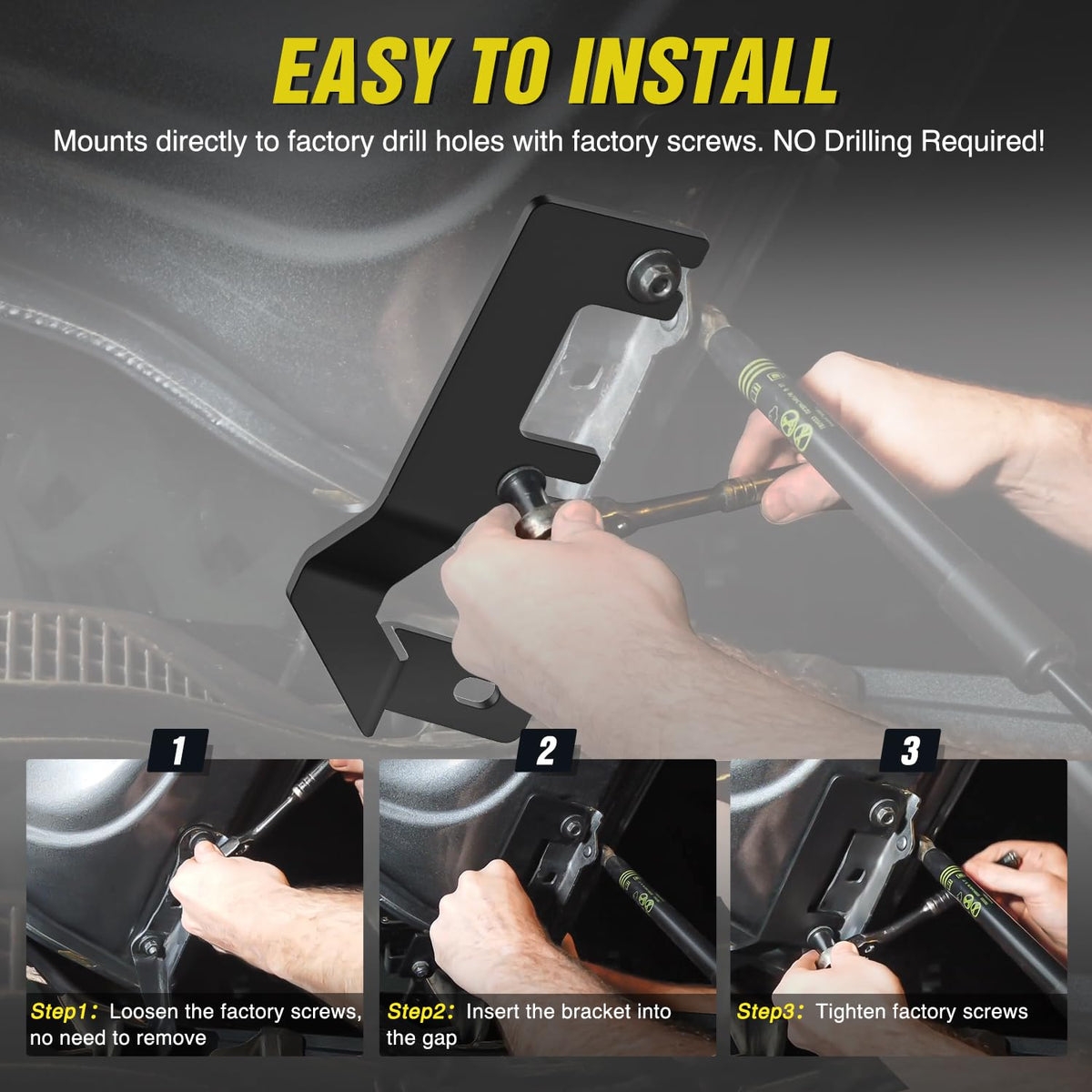Nilight installed with LED pod on hood edge for easier nighttime visibility