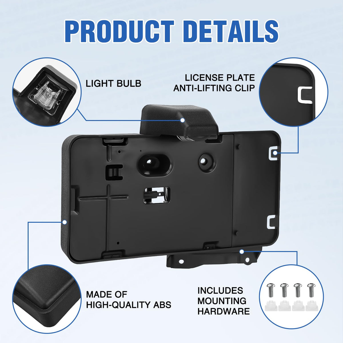 Nilight integrated light detail showing bulb placement for clear plate lighting