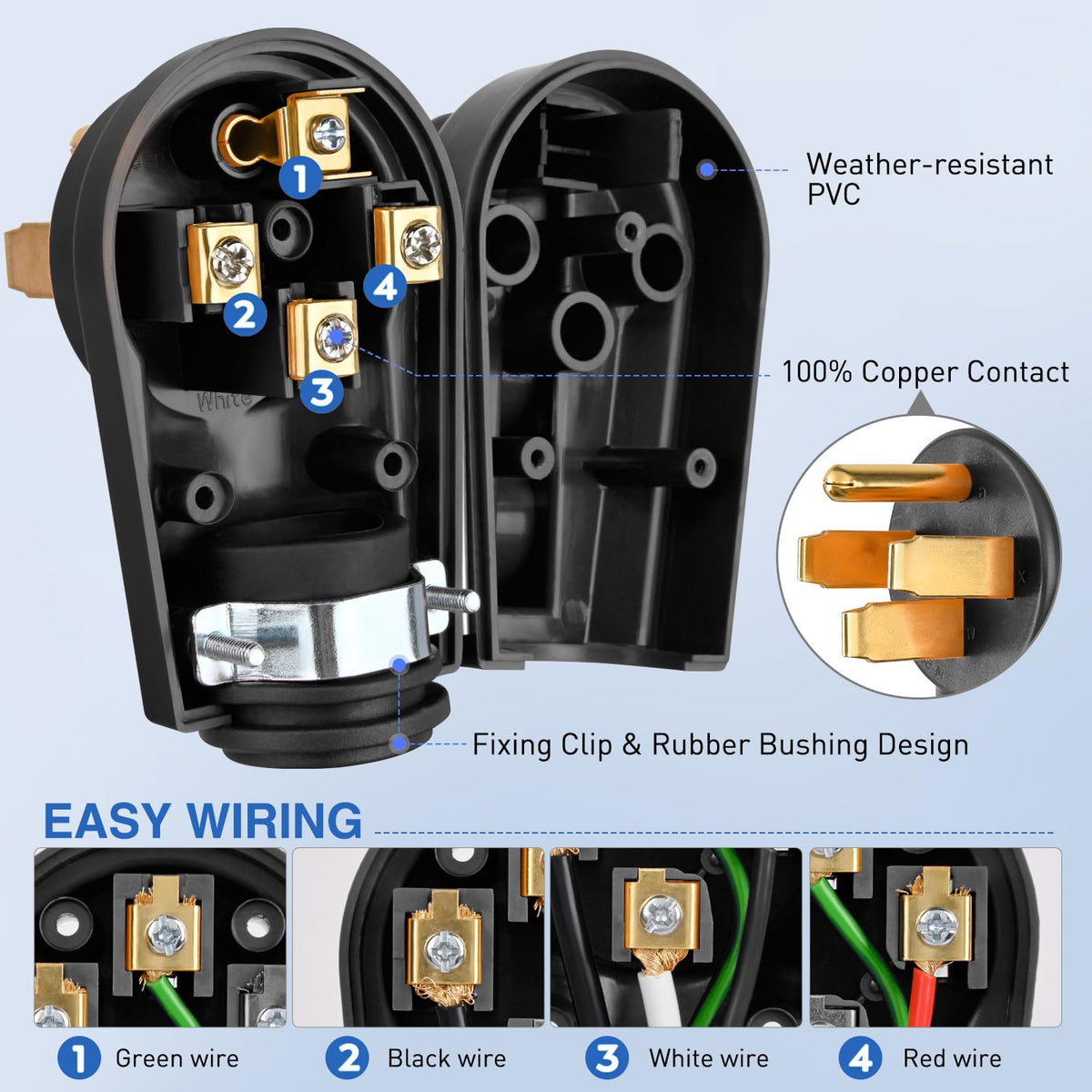 Nilight internal wiring and terminals showing solid strain relief benefit