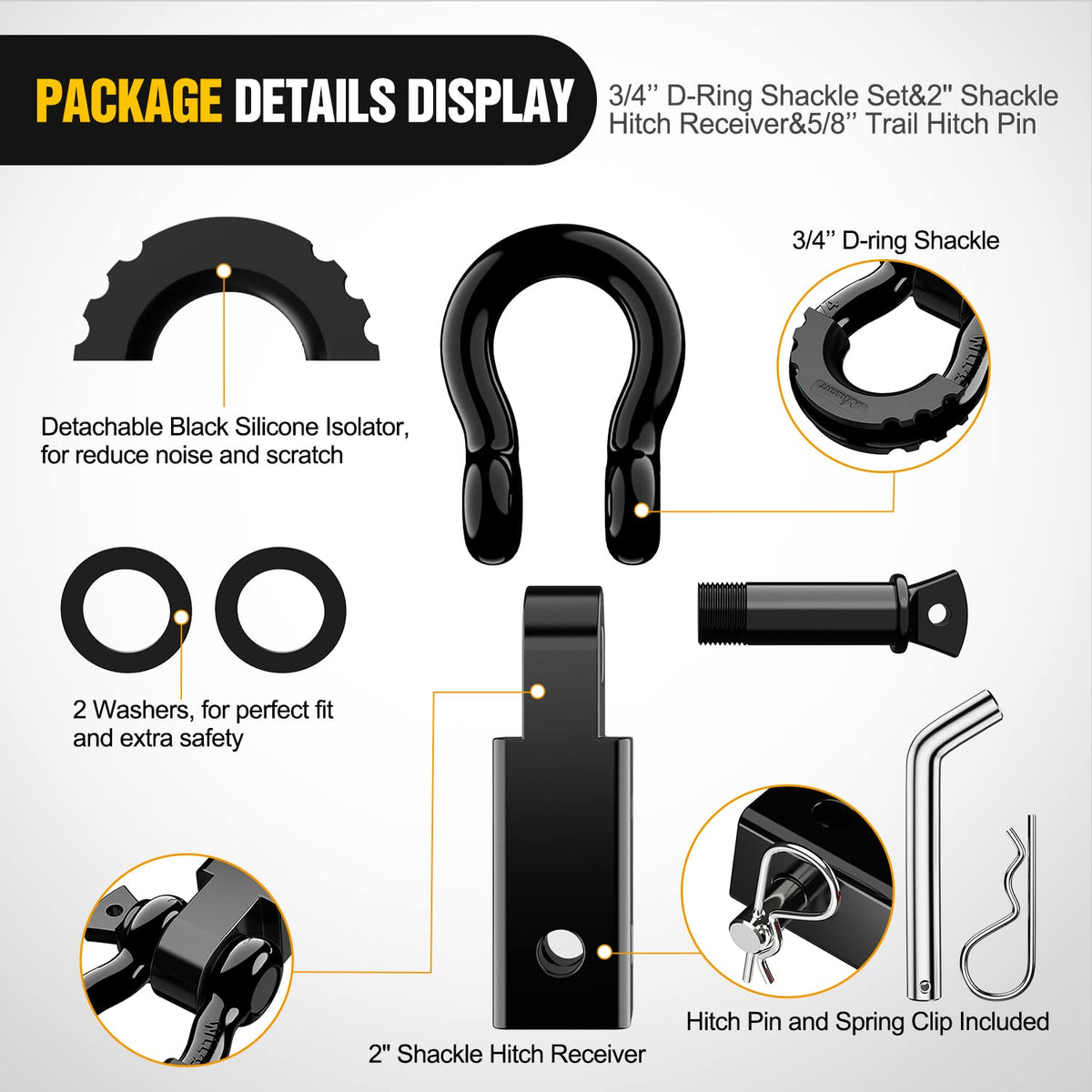 Nilight rubber isolator and washers detail reducing rattling and protecting bumper finish