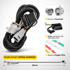 Nilight wiring harness plug closeup showing OE-style connector for easy hookup