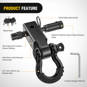 Nilight complete kit laid out showing receiver, D-ring, pin, isolator, washers