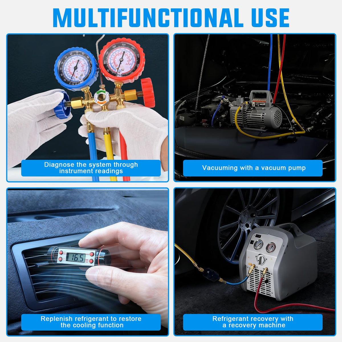 Nilight kit contents laid out to display included hoses, adapters, wrench and manual