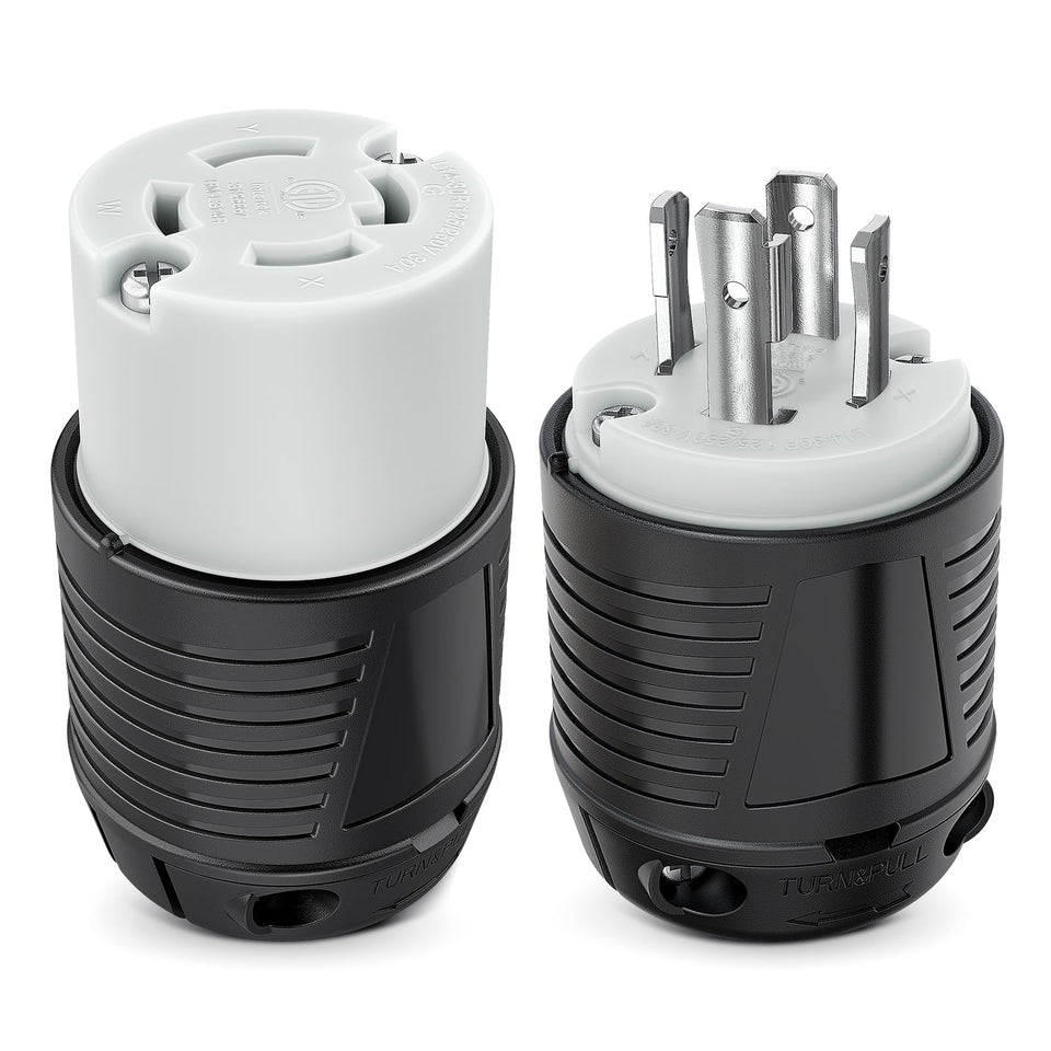 Nilight front view of L14-30 plug set showing secure connection benefit