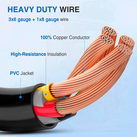 Nilight product label and specs plate displaying voltage, amp, and wire gauge info
