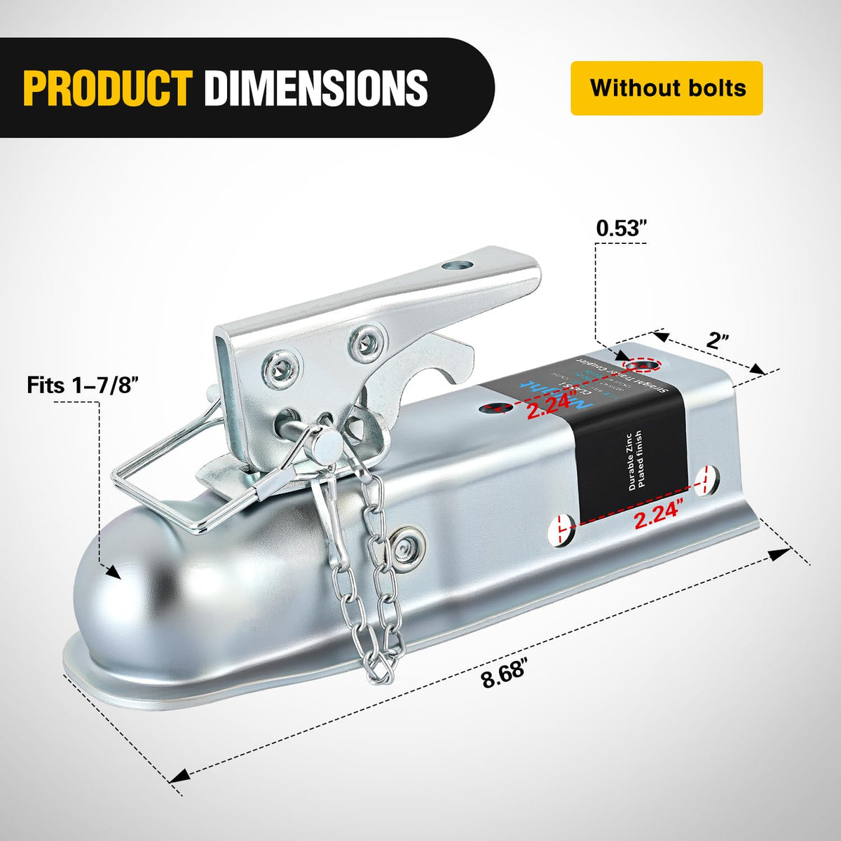 Nilight latch close-up highlighting positive lock for safer towing