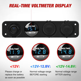 Nilight LED voltmeter display showing real-time battery voltage reading