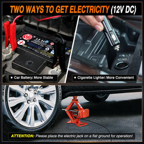 Nilight long 12-foot power cord connected to cigarette lighter showing extended reach benefit