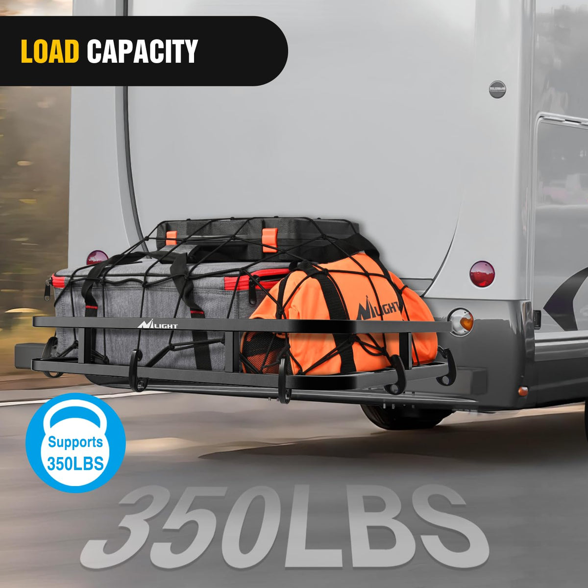 Nilight lifestyle camping setup with gear on carrier showing convenience for outdoor trips