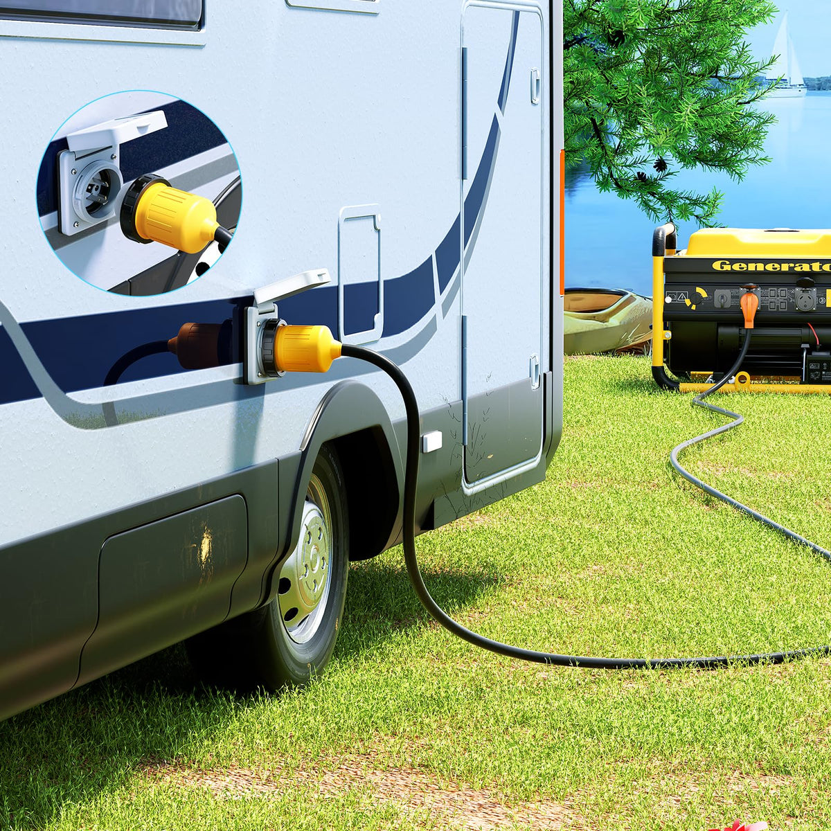 Nilight kit in campsite setting powering RV for practical lifestyle use