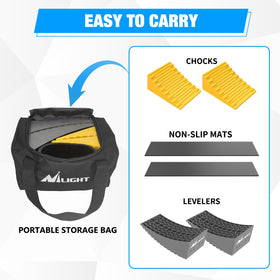 Nilight levelers set by a campsite showing quick setup and improved camper comfort
