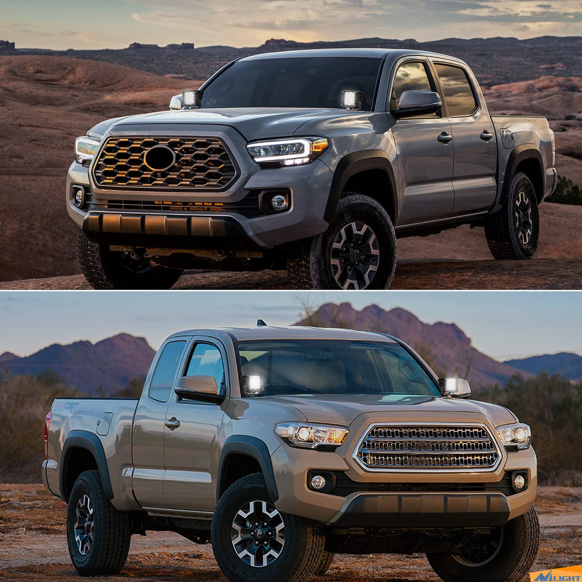 Nilight lifestyle night roadshot on Tacoma highlighting clearer roadside visibility