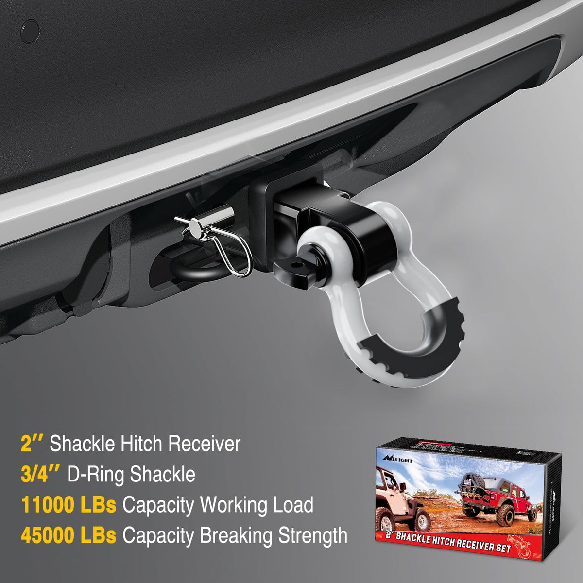 Nilight mounted on vehicle during recovery showing dependable anchor for towing