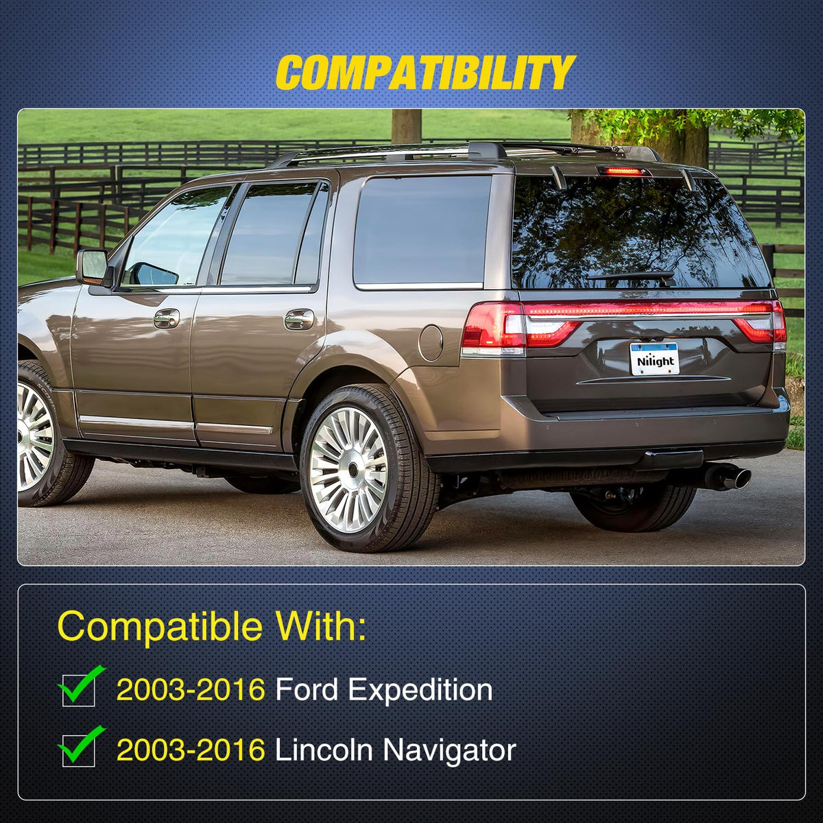 Nilight on SUV rear in daylight illustrating OEM look and durable build