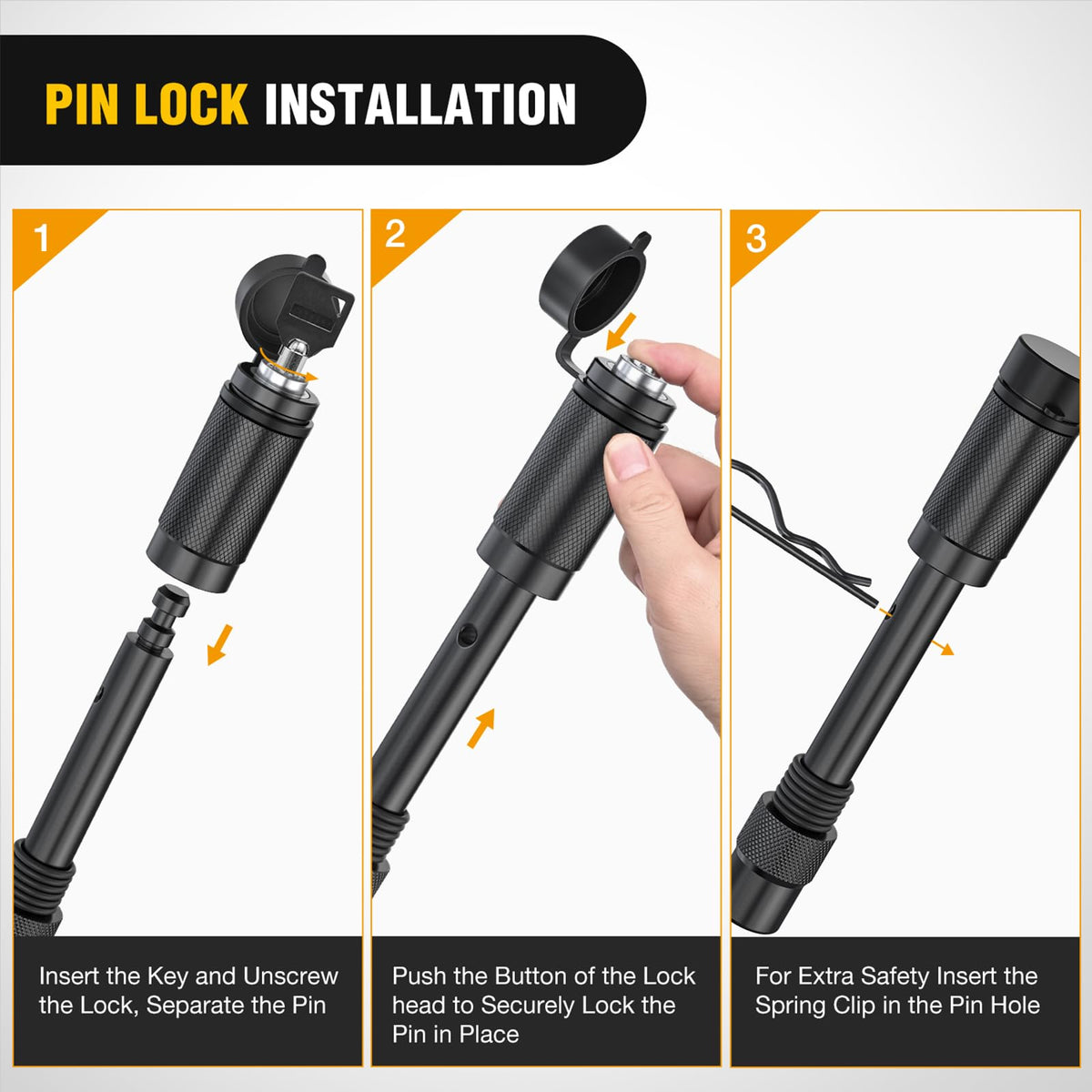 Nilight included keyed pin lock and 5/8" pins illustrating theft deterrent and security