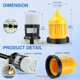 Nilight male NEMA L5-30P plug close-up showing corrosion-resistant contacts