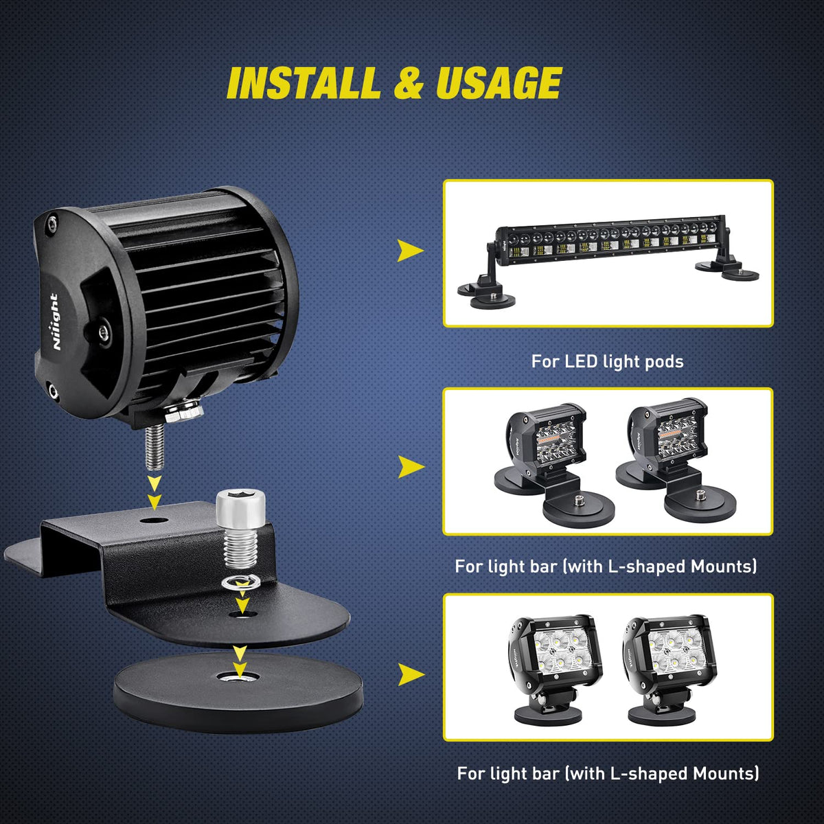 Nilight installed LED bar on hood demonstrating no-drill convenience