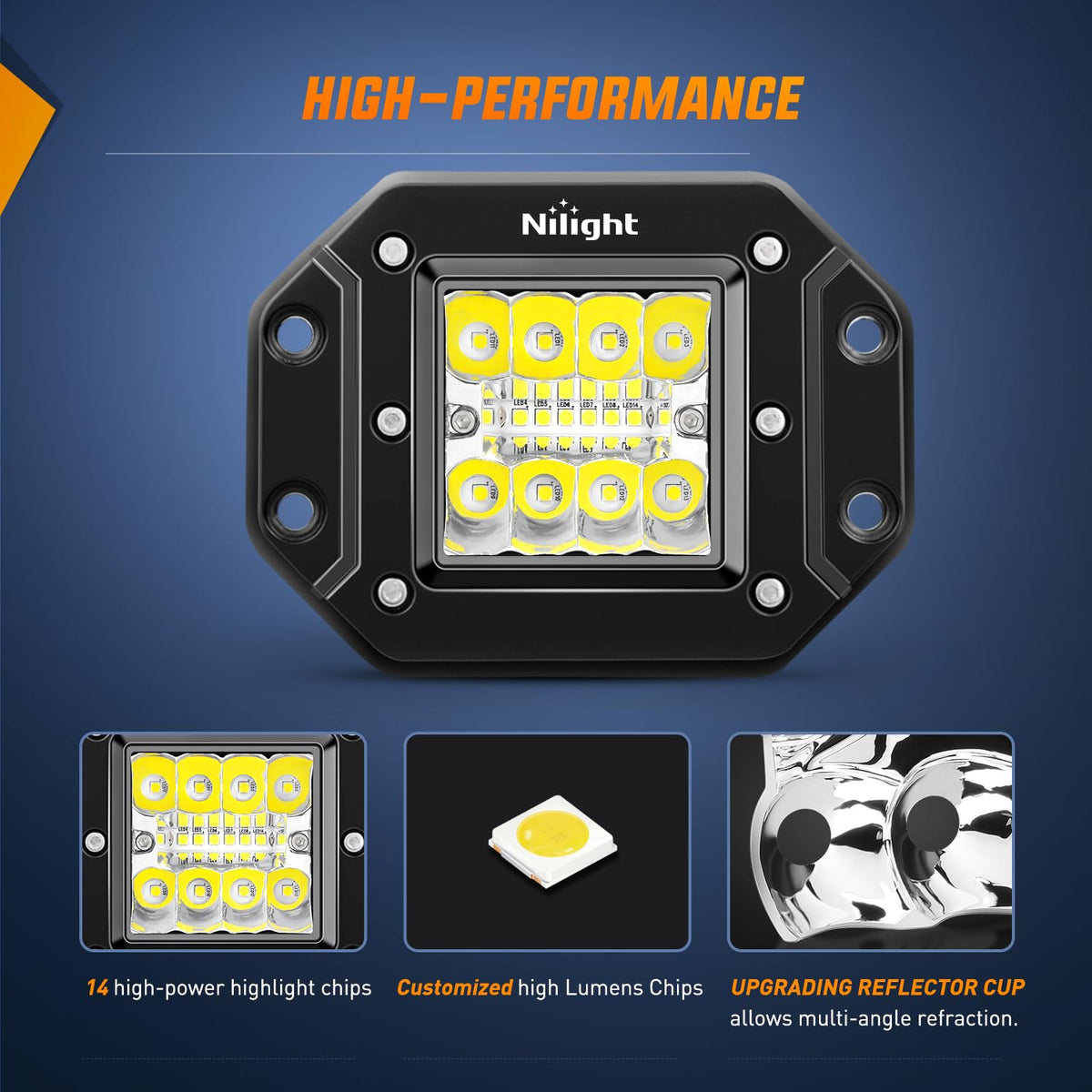 Nilight mounted at night demonstrating powerful combo beam for road visibility