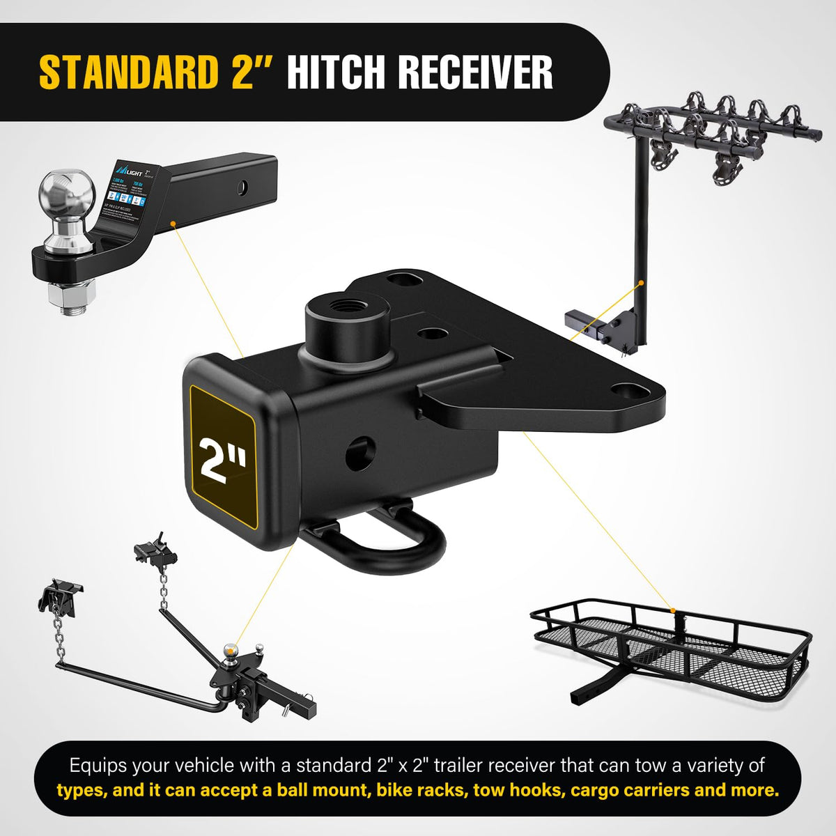Nilight hitch mounted on Gladiator JT rear demonstrating bolt-on fit and stability