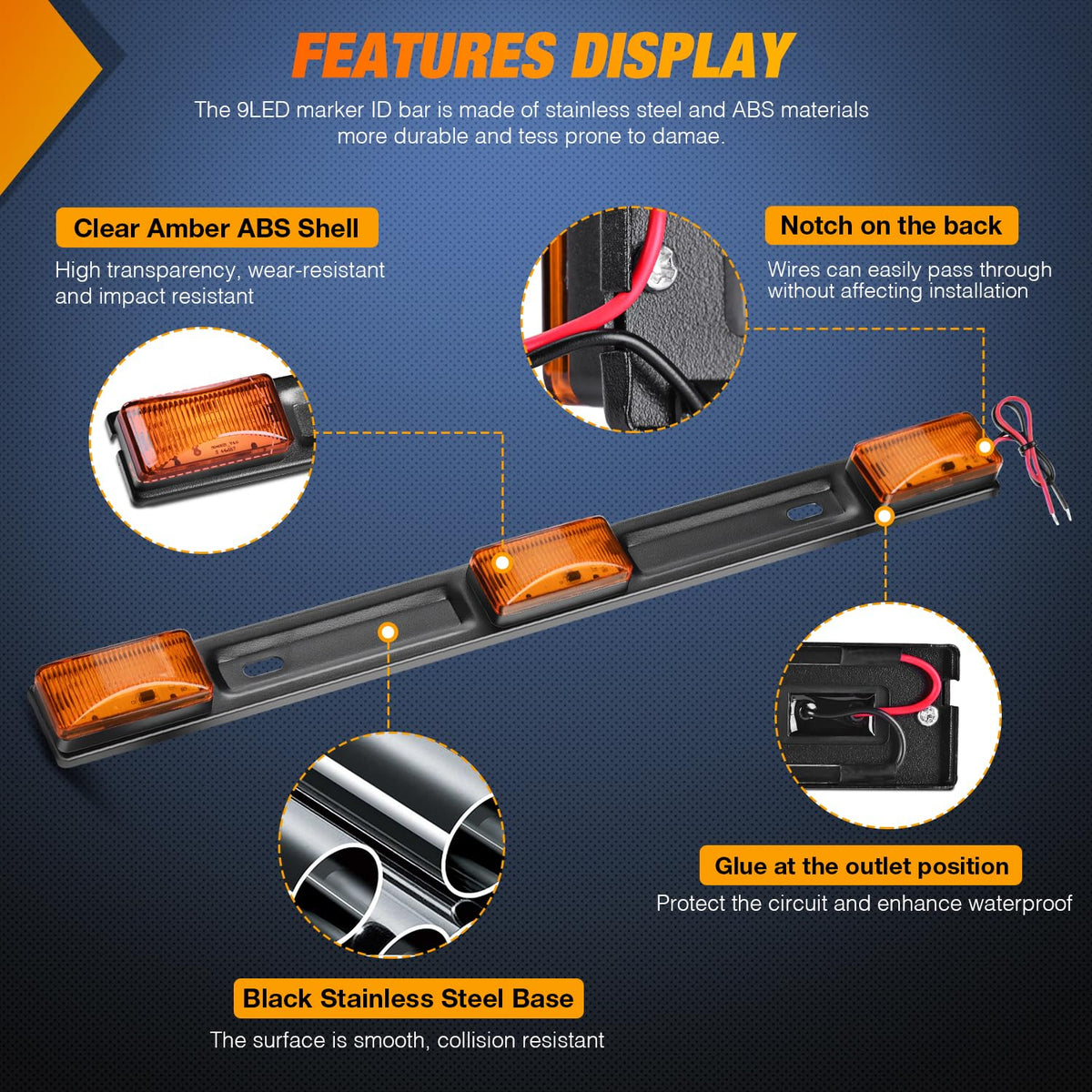 Nilight light bar mounted on trailer top improving vehicle visibility