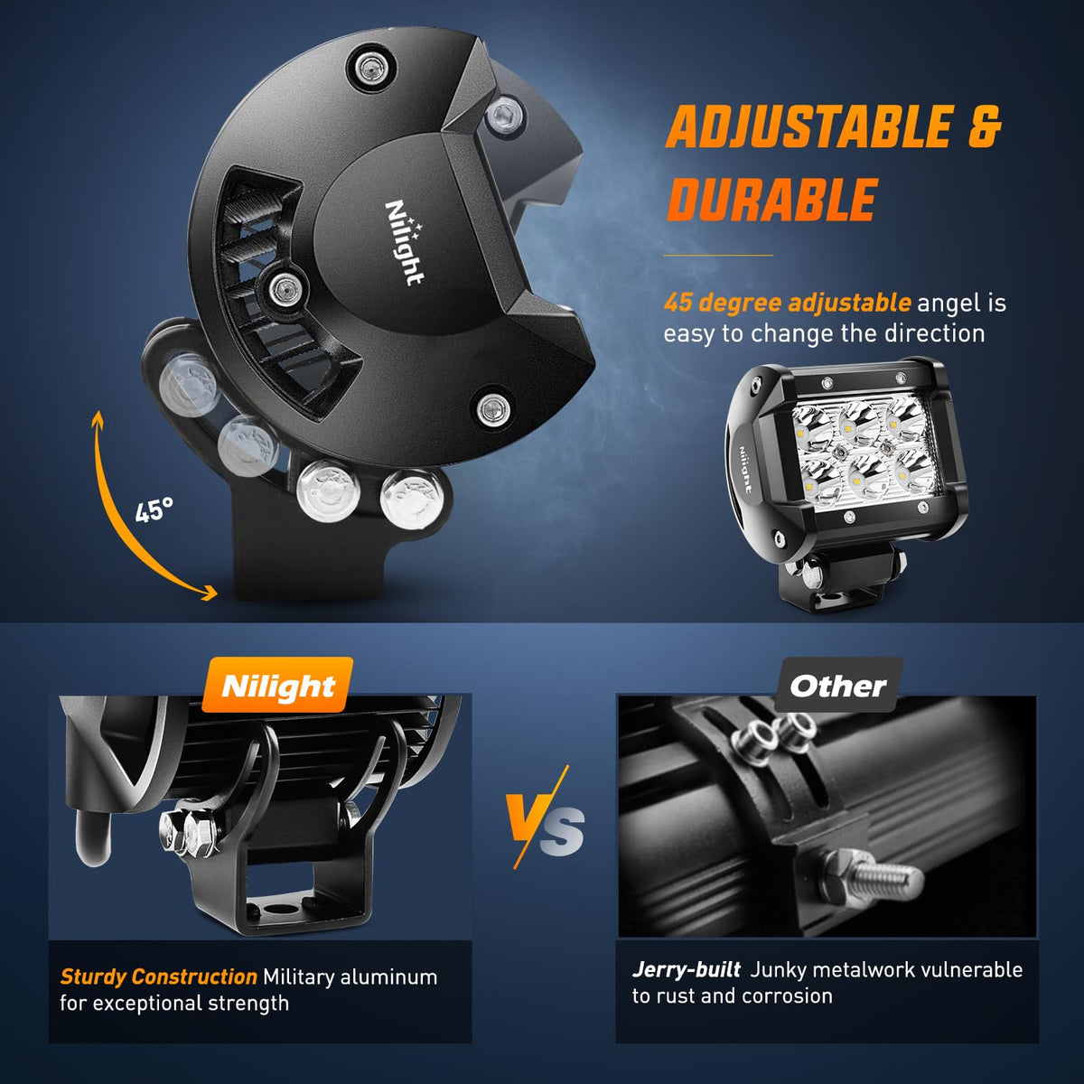 Nilight pods mounted on truck bumper improving distance visibility in low visibility