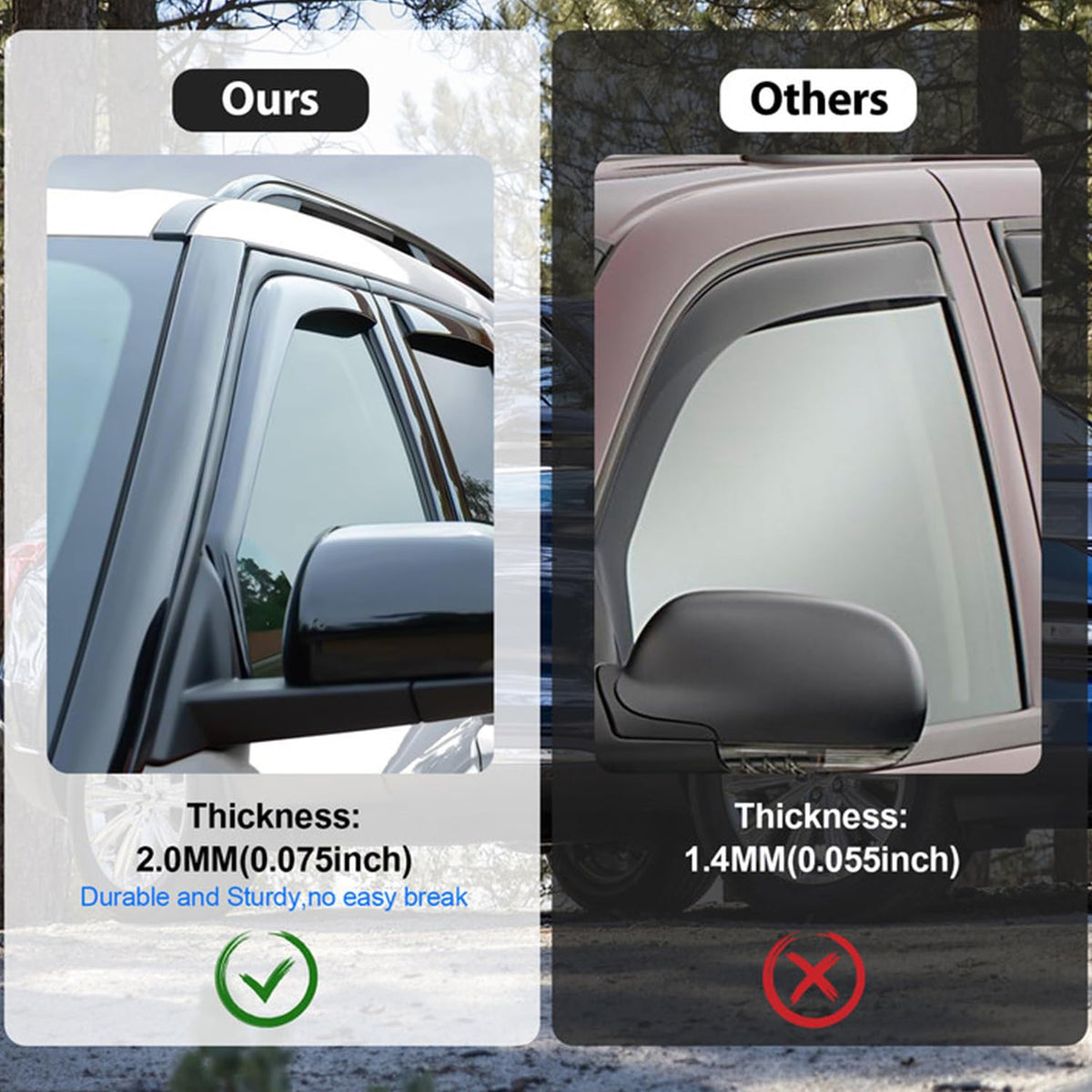 Nilight mounted on rear passenger window showing rain protection