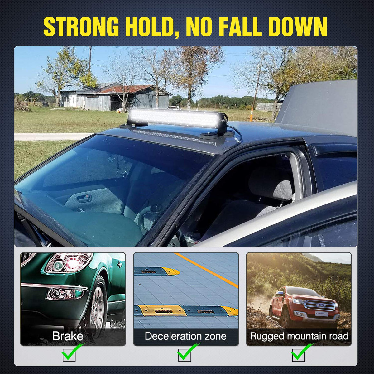 Nilight mounted with straight light bar showing secure alignment