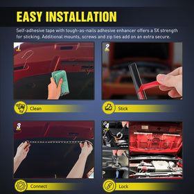 Nilight mounted under hood offering broad engine bay illumination for easier repairs