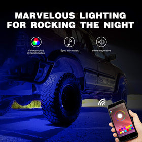 Nilight mounted under a truck creating colorful underglow for improved visibility