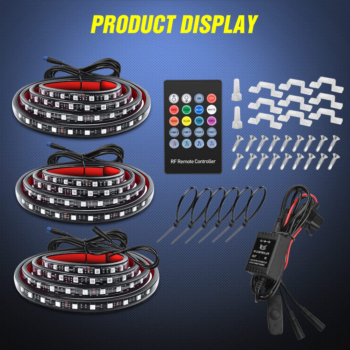 Nilight included screws ties and adhesive showing simple secure mounting