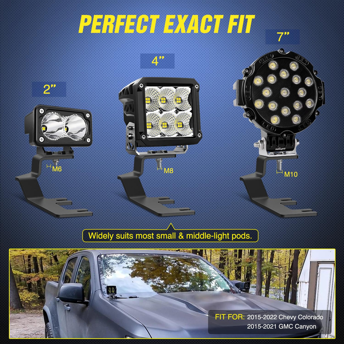 Nilight view of enlarged mounting holes fitting various screw sizes