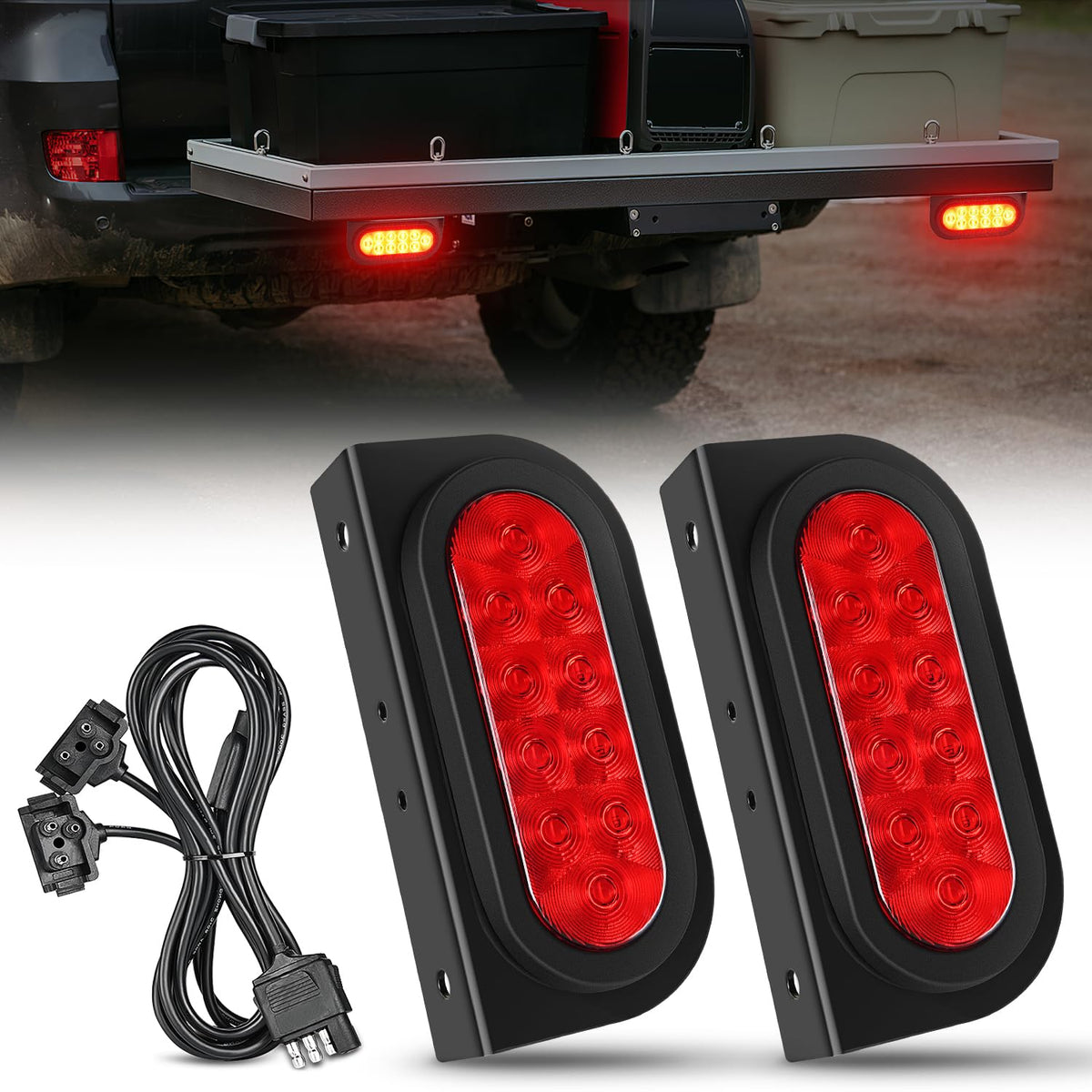 Nilight front view of oval tail light showing bright red lens and clear signaling benefit