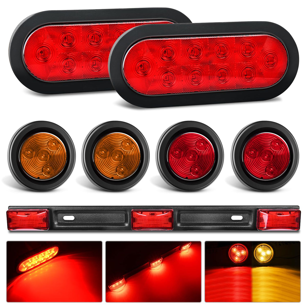 Nilight oval taillight front view showing bright output and safety