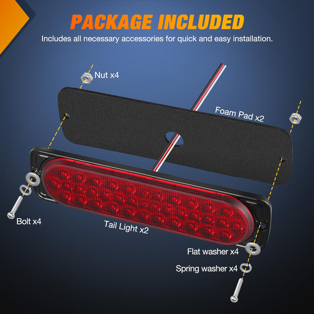 Nilight included bolts and foam pad showing easy installation