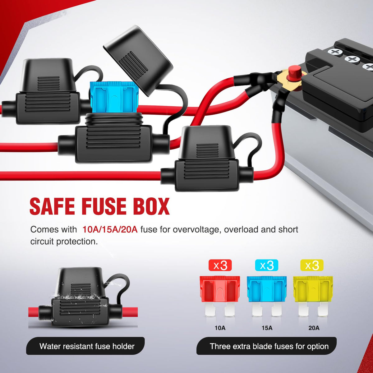 Nilight kit packaging with included blade fuses and connectors showing ready-to-install benefit