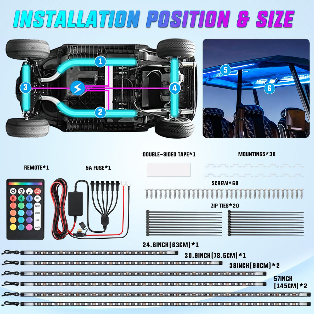 Nilight unboxed kit showing all included strips and accessories for easy installation