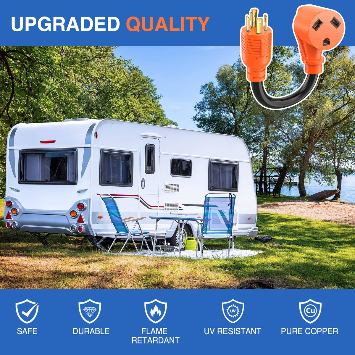 Nilight adapter coiled in RV storage bay showing tidy packing and travel convenience