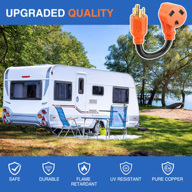 Nilight adapter coiled in RV storage bay showing tidy packing and travel convenience