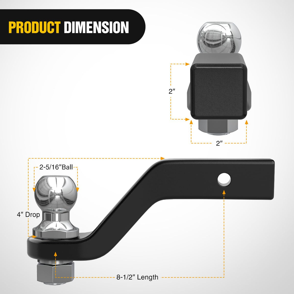 Nilight polished 2-5/16-inch trailer ball close-up demonstrating corrosion resistance
