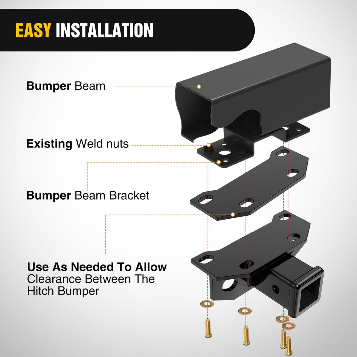 Nilight 2-inch receiver opening detail showing universal accessory fit benefit