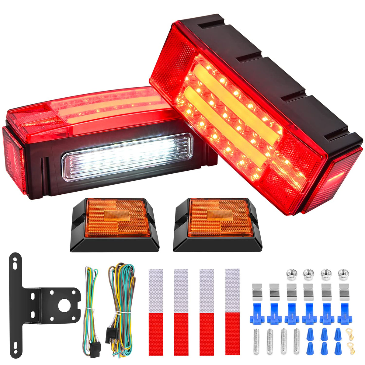Nilight front view of rectangular trailer light showing clear signals and enhanced visibility