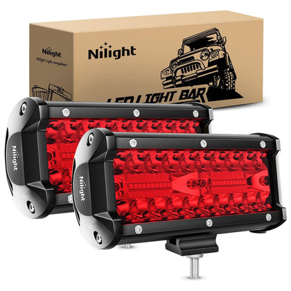 Nilight red 6.5-inch front view showing complete pod and beam pattern benefit