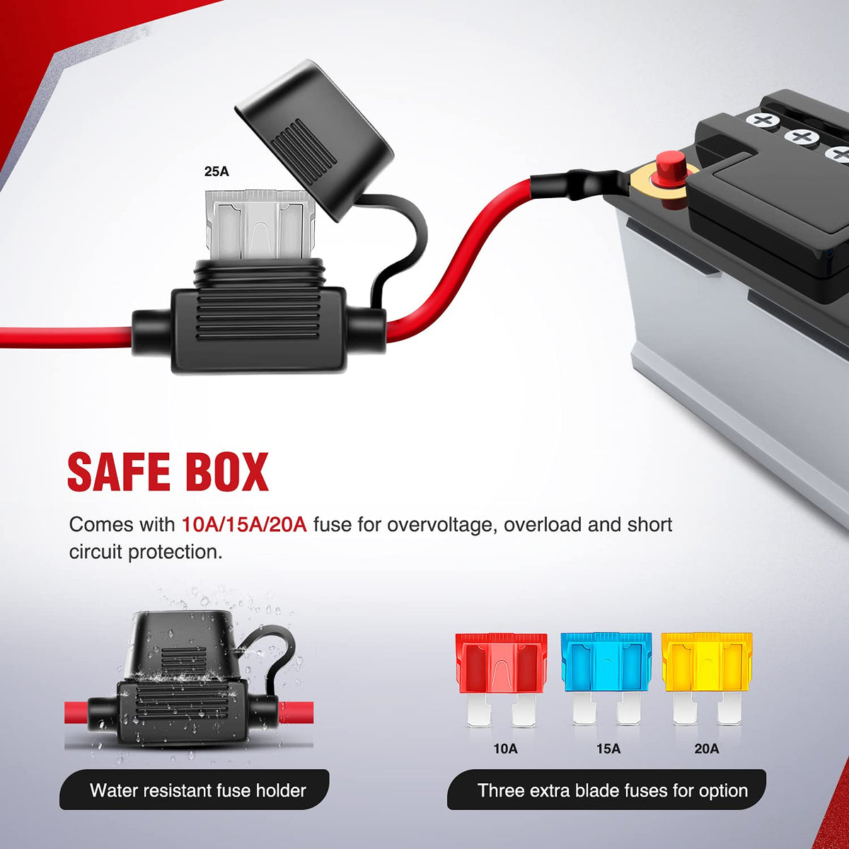 Nilight relay and blade fuse closeup protecting accessory circuits and preventing damage