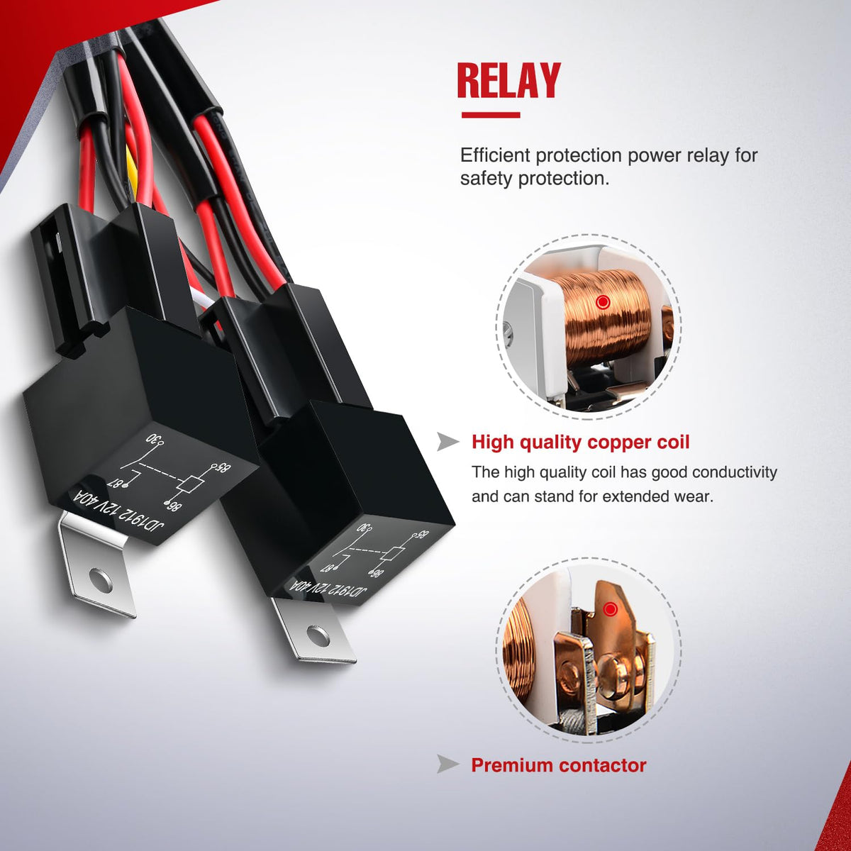 Nilight power relay and inline blade fuse detail protecting circuits from faults