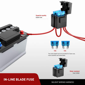 Nilight relay and inline fuse cluster showing protective components for safer electrical circuits
