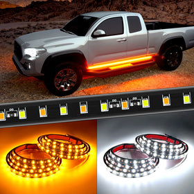 Nilight front view of 60-inch running board lights showing full-length benefit