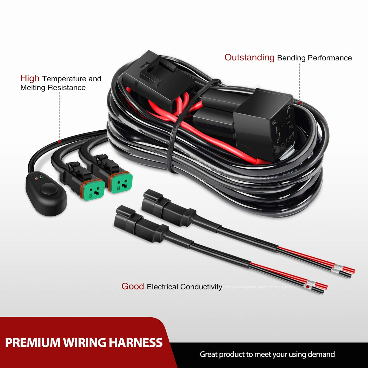 Nilight harness stretched for length comparison showing 11.5 feet reach advantage