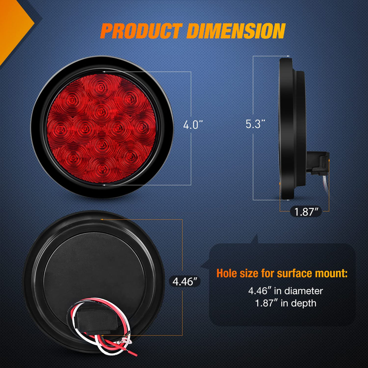 Nilight tail light held in hand illustrating compact 4-inch size and scale
